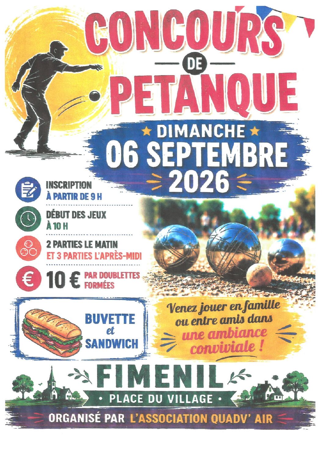 CONCOURS DE PETANQUE DIMANCHE 06 SEPTEMBRE 2026